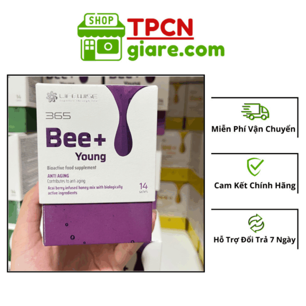 Bee+ Young LifeWise 365 Giảm lão hóa, tái tạo tế bào và sức khỏe tổng thể Hộp 14 gói