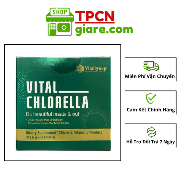 Tảo Lục Vital Chlorella Hàn Quốc Hộp 30 gói - Tăng cường miễn dịch