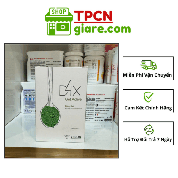 Thực phẩm chức năng Vision D4X Get Active - Hộp 10 gói Bổ Sung Năng Lượng Và Tăng Cường Sức Đề Kháng