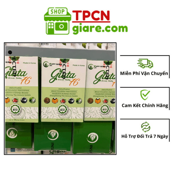 Bột Gluta 76 Happy Life Global Hàn Quốc Chống Đột Quỵ 33 gói