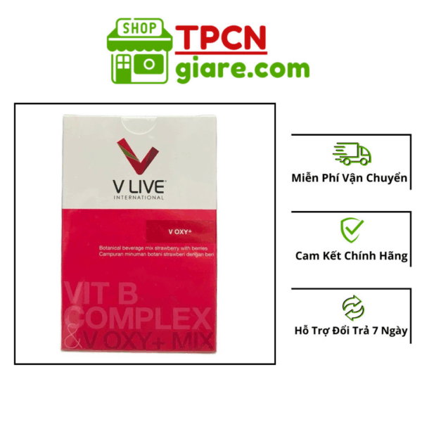 Vlive V Oxy+ hộp 28 gói hỗ trợ tuần hoàn máu, tăng oxy máu và chăm sóc tế bào