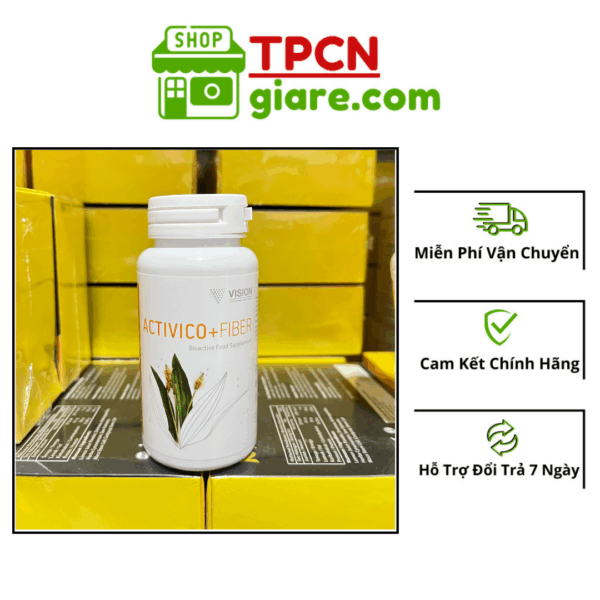 Viên uống Activico + Fiber Vision - Lọ 100 Viên Bổ Sung Chất Xơ Hỗ Trợ Hệ Tiêu Hóa