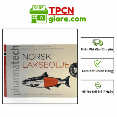 VIÊN UỐNG DẦU CÁ HỒI TINH KHIẾT NORSK LAKSEOLJE PHARMATECH - HỘP 30 VIÊN