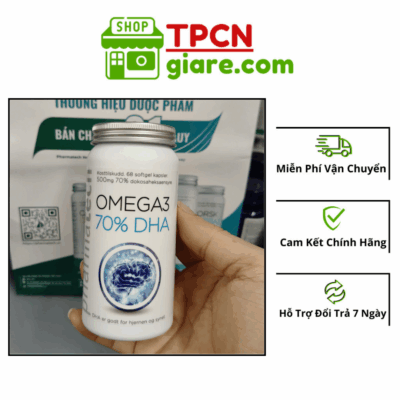 Viên Uống Dầu Cá Omega 3 70% DHA Pharmatech - Lọ 68 Viên